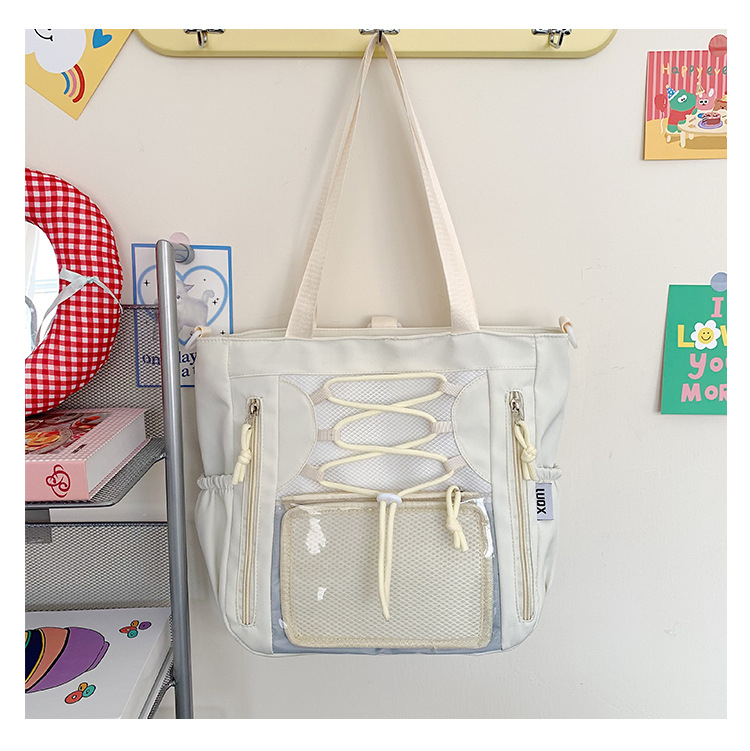 Átlátszó nylon tote táska, ultrakönnyű, vízálló, nagy kapacitású, nőknek, iskolai stílus