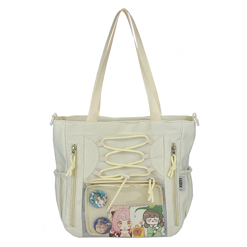 Átlátszó nylon tote táska, ultrakönnyű, vízálló, nagy kapacitású, nőknek, iskolai stílus