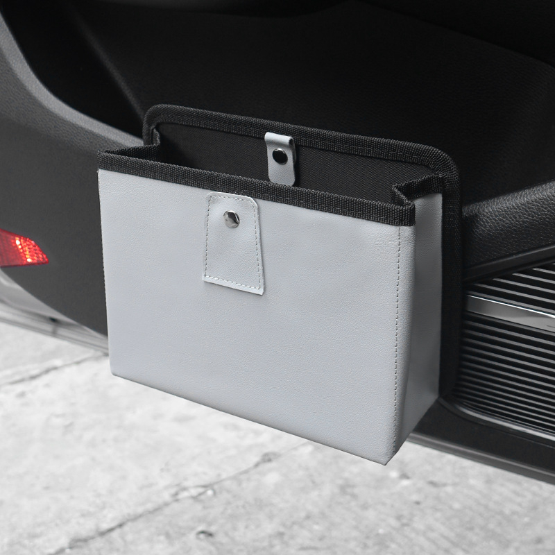Kožni unutarnji spremnik za automobil – viseći organizator za vrata, koš za otpad, model LJT-03