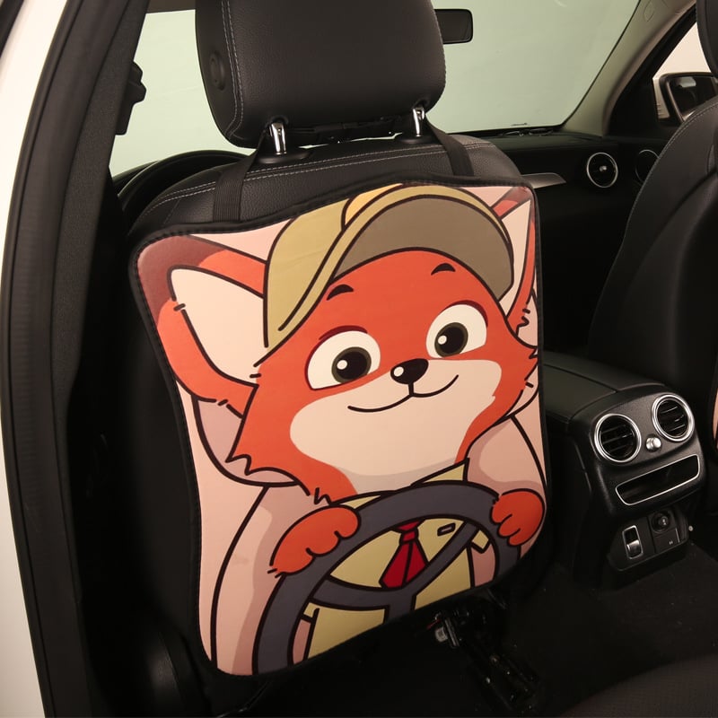 Zaštitna podložka stražnjeg naslona automobila s crtić motivom, PU materijal, punjenje spužva, univerzalni oblik, pogodno za sve sezone