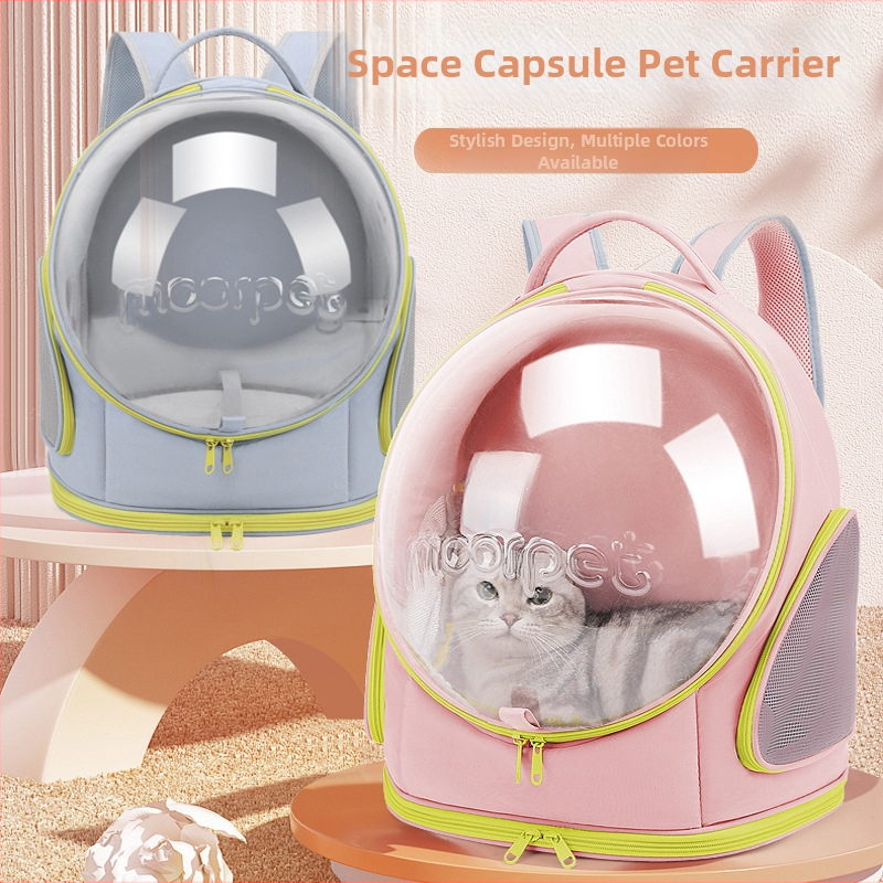 Moorpet rucsac pentru pisici cu fereastră panoramică transparentă, design portabil tip capsulă spațială, capacitate mare, Oxford/PC