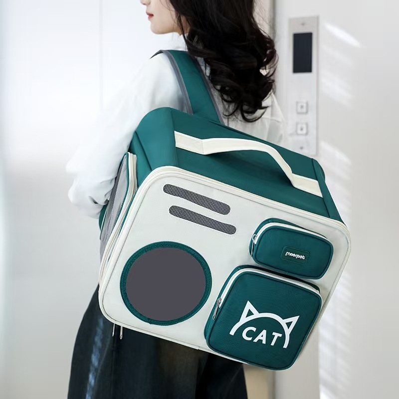 Taška pre mačky, cestovná taška so štýlom vesmírnej kapsule, Oxford materiál, skladacia a prenosná, stredná kapacita