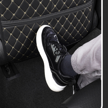 Protecție pentru spatele scaunului auto cu buzunar de depozitare – pernă de protecție din piele pentru scaunul din spate al copiilor, stil plat, umplutură din fibre sintetice