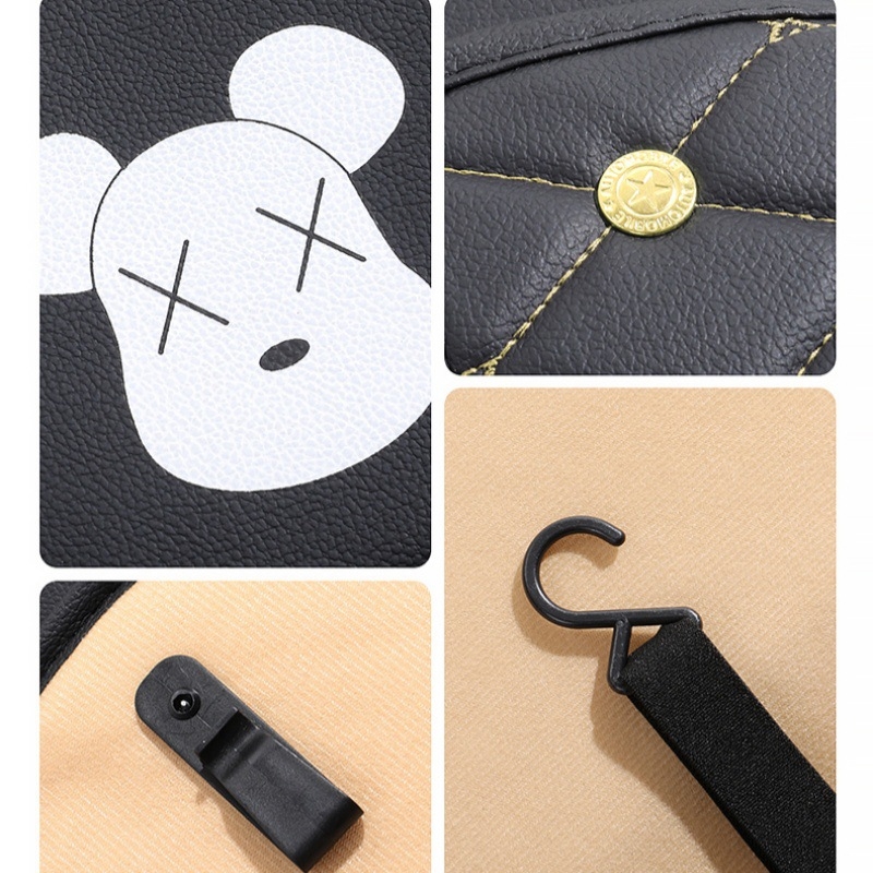 Protecție pentru spatele scaunului auto cu buzunar de depozitare – pernă de protecție din piele pentru scaunul din spate al copiilor, stil plat, umplutură din fibre sintetice