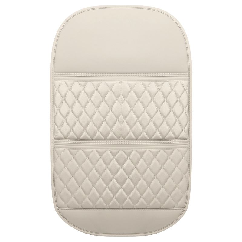 Protecție pentru spatele scaunului auto cu buzunar de depozitare – pernă de protecție din piele pentru scaunul din spate al copiilor, stil plat, umplutură din fibre sintetice