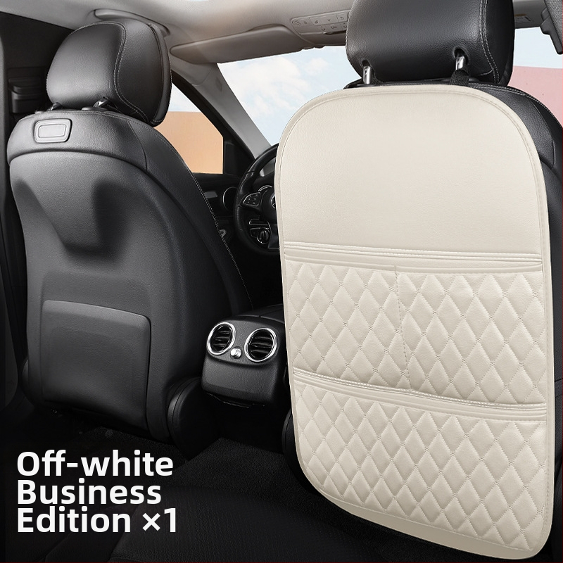 Automašīnas aizmugures sēdekļa aizsargs ar uzglabāšanas kabatu – ādas aizsargs segums bērniem priekš aizmugures sēdekļa, plakans stils, sintētisko šķiedru pildījums