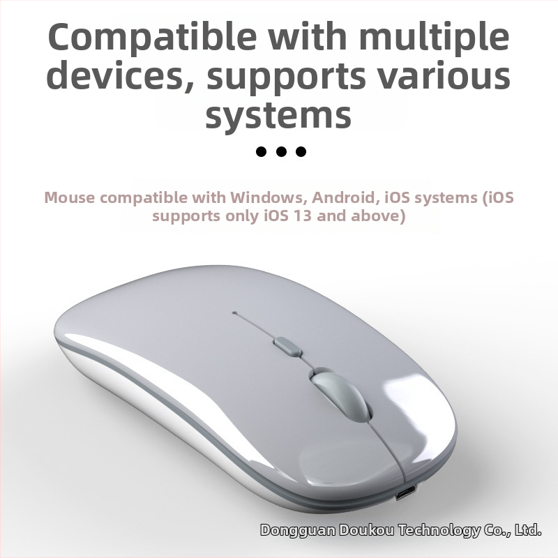 Bezdrôtová Bluetooth nabíjateľná tichá myš s dvojmodovým režimom 5.0 pre Apple, Android a Windows