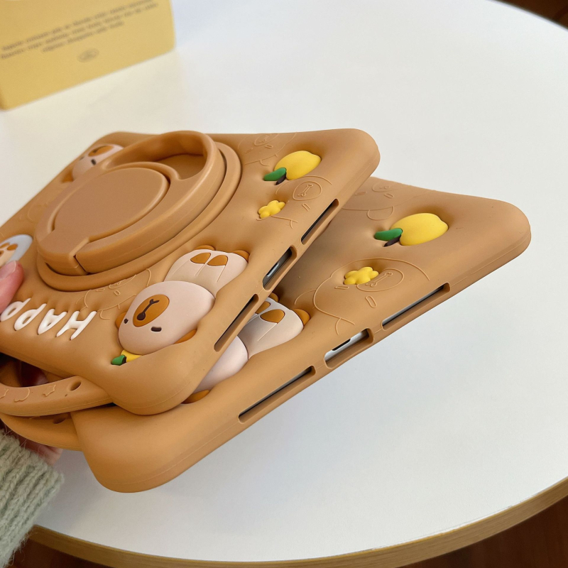 Kryt na iPad pre Apple, mäkký silikónový obal s karikatúrnym dizajnom, odolný voči opotrebeniu a pádu, vyrábaný horúcou lisovacou technikou