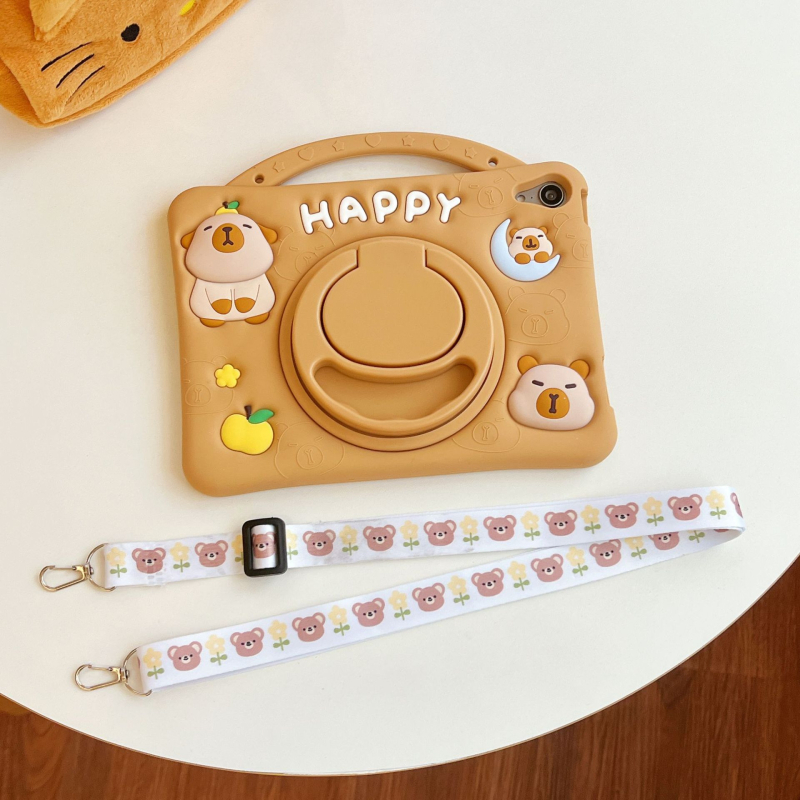 Kryt na iPad pre Apple, mäkký silikónový obal s karikatúrnym dizajnom, odolný voči opotrebeniu a pádu, vyrábaný horúcou lisovacou technikou