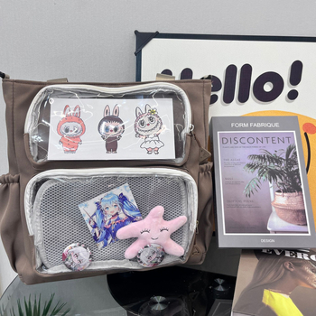 Velvet dream platnena školska torba s velikim kapacitetom, vise džepova, anime uzorak, podstava od poliestera, proširiva, unisex