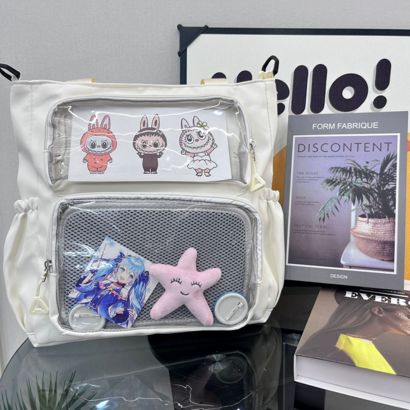 Velvet dream platnena školska torba s velikim kapacitetom, vise džepova, anime uzorak, podstava od poliestera, proširiva, unisex