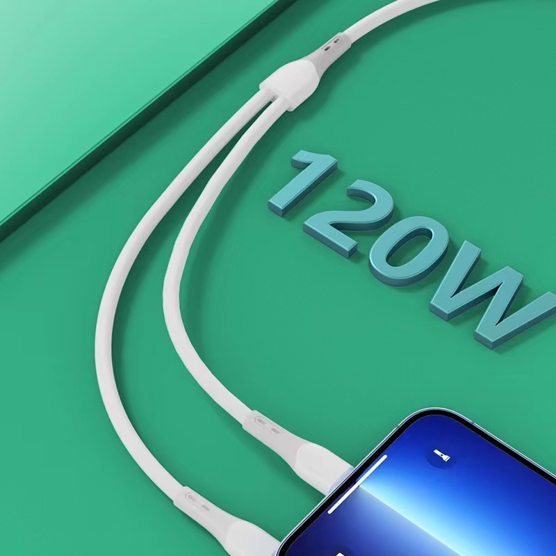 PD 2-u-1 kabel za brzo punjenje s Lightning i USB-C, 120W, 1 na 2 razdjelnik, TPE materijal