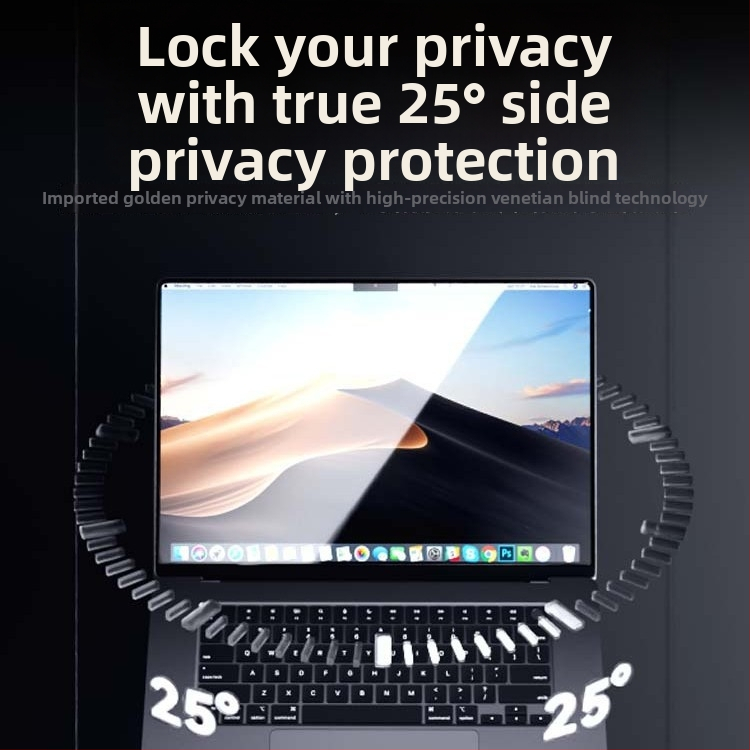 Privātuma ekrāna aizsargs portatīvajiem datoriem, galddatoriem un planšetēm | PET materiāls | 25° anti-skats | Klips-uzstādāms