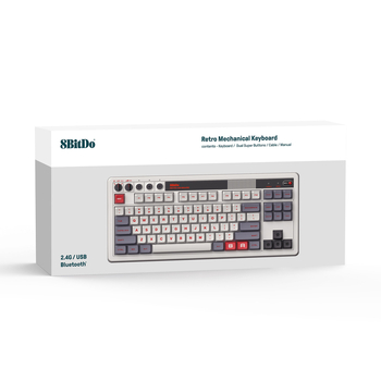 8bitdo Retro mehāniska tastatūra ar Bluetooth un kabeli savienojumu — PC/Android savietojamība, ABS korpuss, svars 1934 g