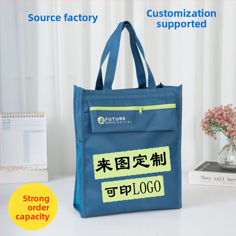 Prispôsobiteľná taška na študijné dokumenty A4 pre základnú a strednú školu, Oxford látka, model 2836, uzáver na zips, tlač loga možná