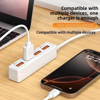 Daugiaportinė USB dokavimo stotis nešiojamiesiems kompiuteriams ir planšetėms, 4-in-1 išmanus įkroviklis, Counting the world