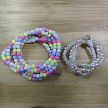 Kábel USB-A na Type-C s korálkami, dátový kábel s rýchlym nabíjaním, 12W, PC+ABS, jednohlavý konektor