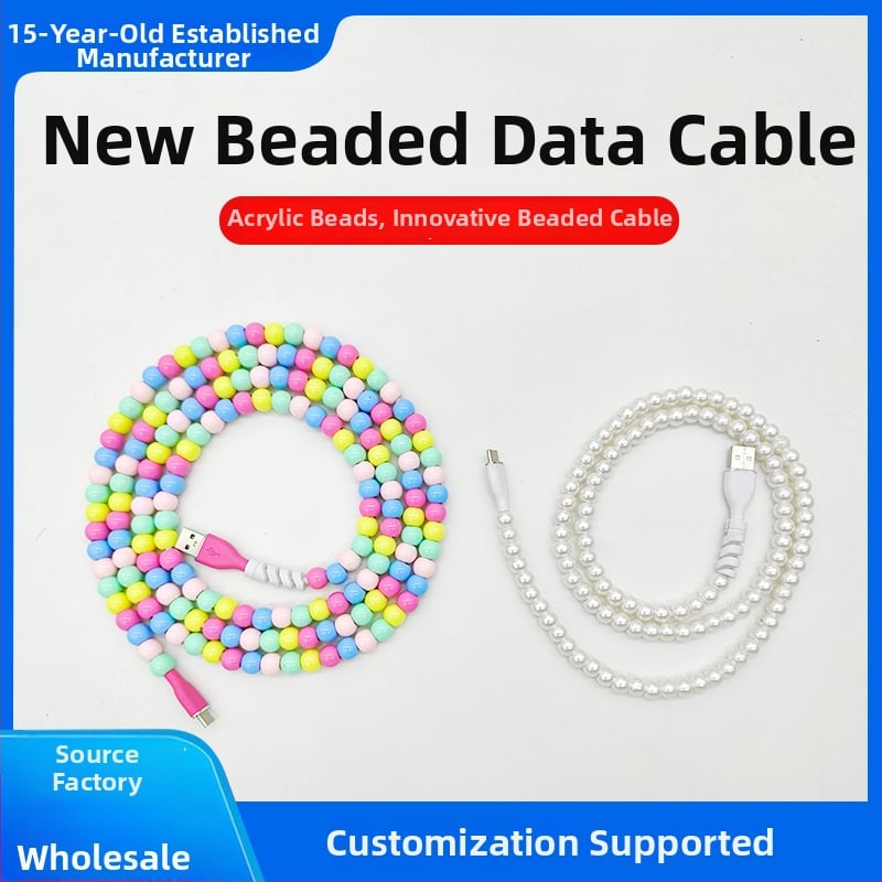 Kábel USB-A na Type-C s korálkami, dátový kábel s rýchlym nabíjaním, 12W, PC+ABS, jednohlavý konektor