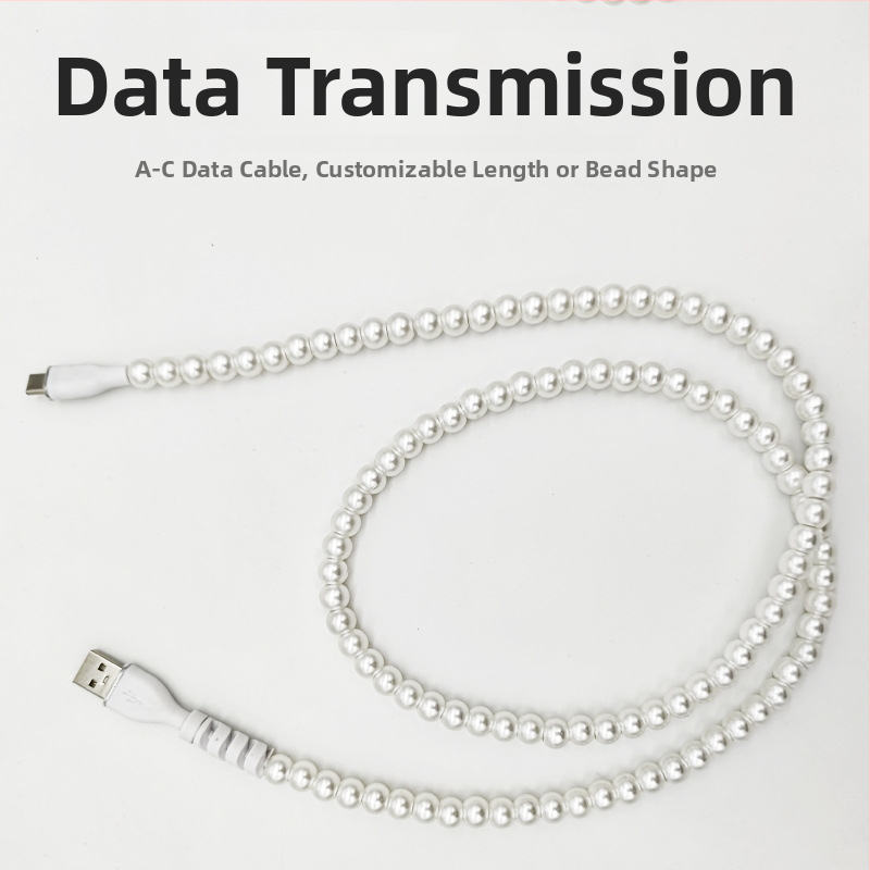 Kábel USB-A na Type-C s korálkami, dátový kábel s rýchlym nabíjaním, 12W, PC+ABS, jednohlavý konektor