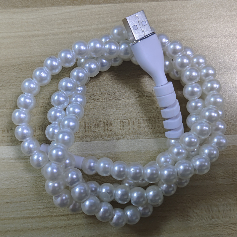 Kábel USB-A na Type-C s korálkami, dátový kábel s rýchlym nabíjaním, 12W, PC+ABS, jednohlavý konektor