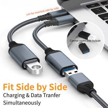 OTG USB-C na USB 3.0 adapter kabel za mobitele i tablete, aluminijska legura, max 60W, jednoglavni konektor, Type-C sučelje, prošireni prijenos