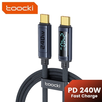 Toocki Type-C PD 240W kabel za brzo punjenje s digitalnim zaslonom, duljina 1–2 m, aluminijska legura + pleteni kabel