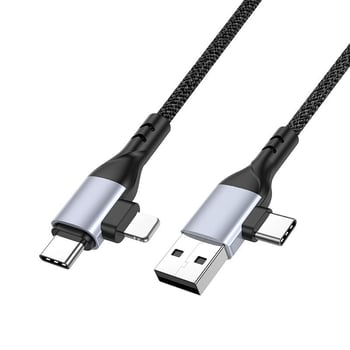 4-u-1 kabel za podatke PD100W brzo punjenje: HDMI, Lightning, Micro-USB i USB-C, pleteni kabel, maksimalno 100W