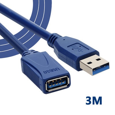 USB 3.0 predlžovací kábel, USB-A samec– USB-A samica, vysokorýchlostný prenos údajov až 5 Gbps, podpora nabíjania, kompatibilný s PC, tlačiarňou, klávesnicou a sieťovou kartou