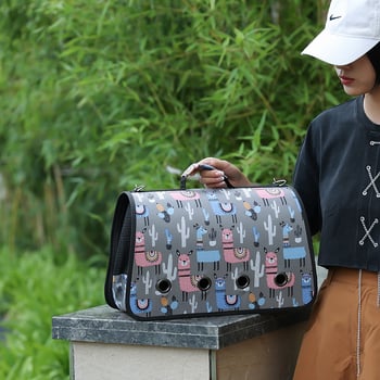 Τσάντα μεταφοράς γάτας με πτυσσόμενη σχεδίαση ώμου και crossbody, υλικό Oxford, σχέδιο με ζώα, χωρητικότητα 15 lb, μεσαίας σκληρότητας