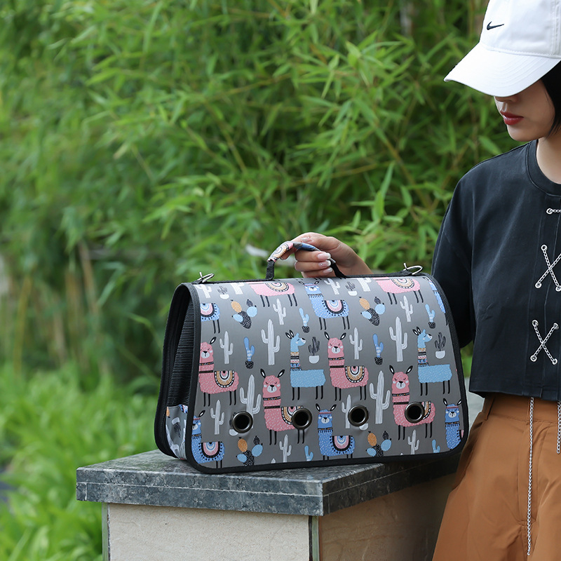 Τσάντα μεταφοράς γάτας με πτυσσόμενη σχεδίαση ώμου και crossbody, υλικό Oxford, σχέδιο με ζώα, χωρητικότητα 15 lb, μεσαίας σκληρότητας