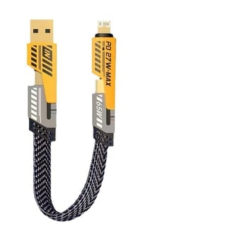 4-u-1 PD100W kabel za brzo punjenje i prijenos podataka s Type-C i Lightning, dvostruki izlaz, kućište od cinkovog legura, LED indikator
