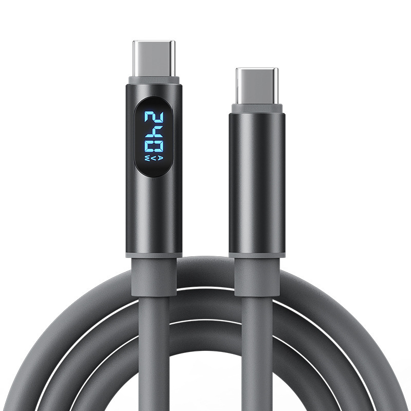 LXT Type-C 240W kabel za podatke s digitalnim zaslonom, brzo punjenje, silikon, PD kompatibilan