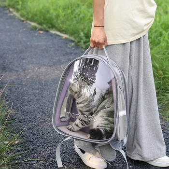 Τσάντα μεταφοράς γάτας, PVC, Μεσαίας χωρητικότητας, Μονοχρωματικό σχέδιο, Μεσαία σκληρότητα