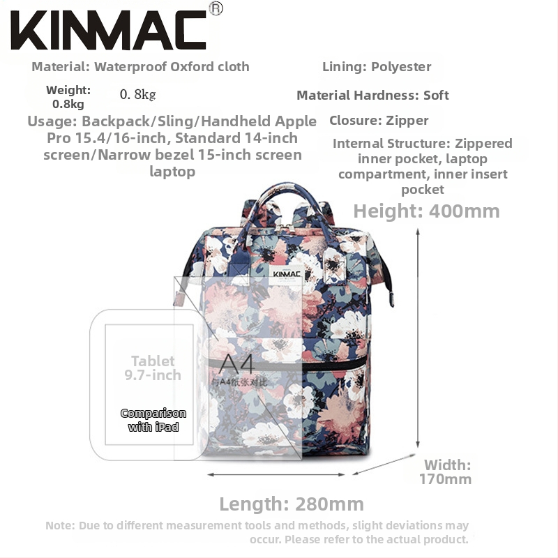 Kinmac ruksak za notebook/tablet - vodootporan, otporan na udarce, prozračan, otporan na habanje, poliester s podlogom