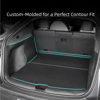 Odinis bagažinės kilimėlis Tesla Model Y/3 (nauja versija) su pilna šoninių apsaugos plokščių danga ir anti-kick pagalvėlėmis, visoms sezonoms, putų įdėklas