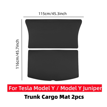 Odinis bagažinės kilimėlis Tesla Model Y/3 (nauja versija) su pilna šoninių apsaugos plokščių danga ir anti-kick pagalvėlėmis, visoms sezonoms, putų įdėklas