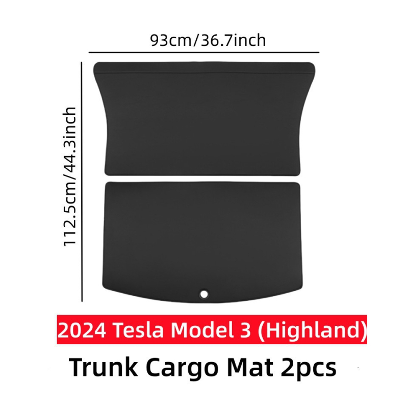 Odinis bagažinės kilimėlis Tesla Model Y/3 (nauja versija) su pilna šoninių apsaugos plokščių danga ir anti-kick pagalvėlėmis, visoms sezonoms, putų įdėklas