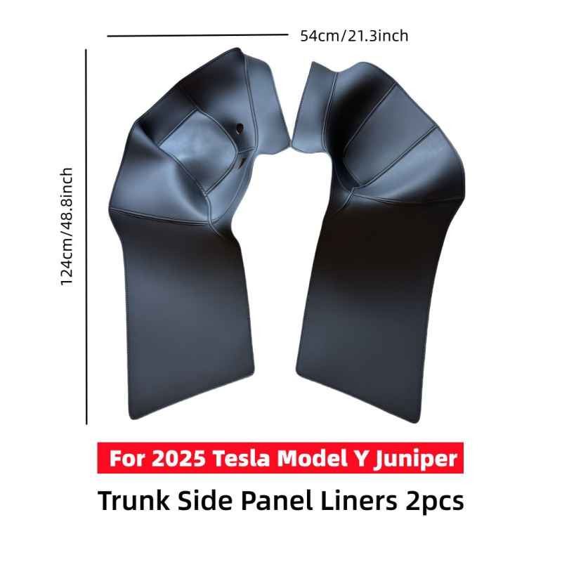 Odinis bagažinės kilimėlis Tesla Model Y/3 (nauja versija) su pilna šoninių apsaugos plokščių danga ir anti-kick pagalvėlėmis, visoms sezonoms, putų įdėklas