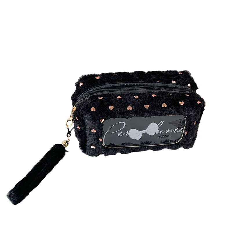 Pieštukų krepšys su kaspinu — pūkuotos medžiagos laikymo krepšys mokykliniams reikmenims ir kosmetikai, Korėjos versija