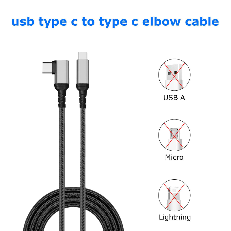 USB-C tkan kabel s pravim kutem za brzo punjenje, duljina 1–2 m, jedan krajnji konektor, do 100W, za mobitele, tablete i prijenosna računala