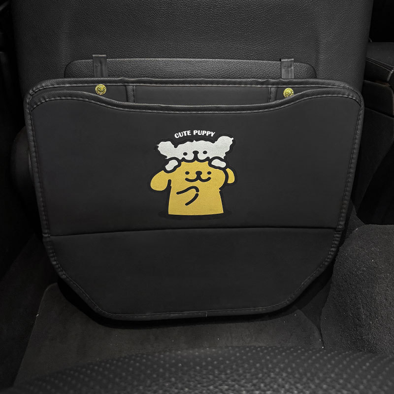 Защита за облегалката на автомобил – PU кожа, дълъг стил, карикатура на куче, универсален за всички сезони