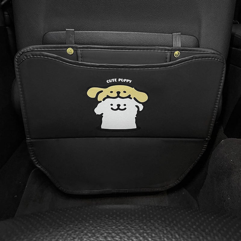 Защита за облегалката на автомобил – PU кожа, дълъг стил, карикатура на куче, универсален за всички сезони