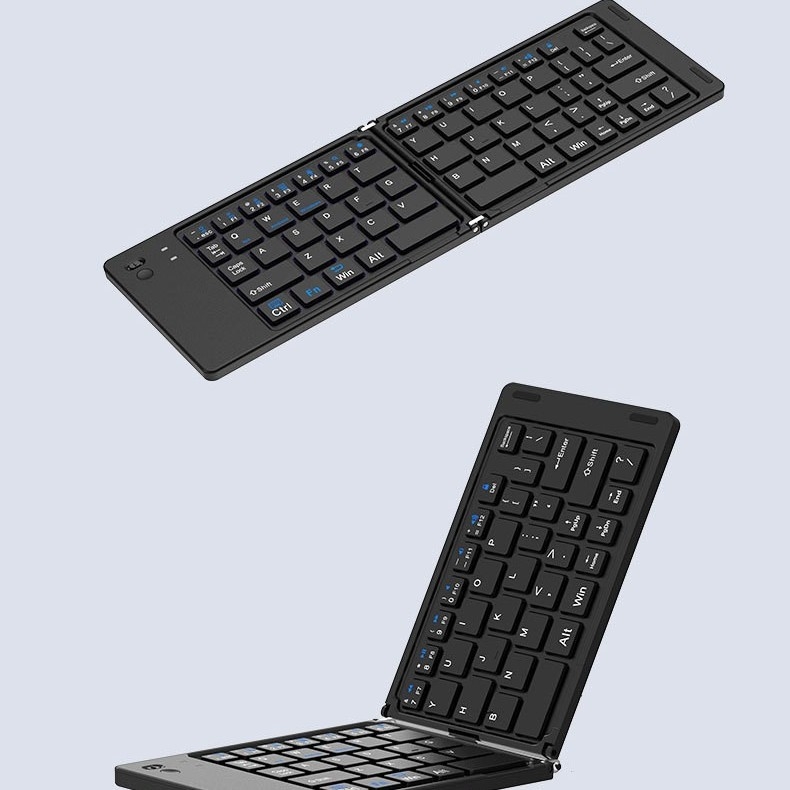 Πτυσσόμενο ασύρματο Bluetooth πληκτρολόγιο και ποντίκι – μικρό φορητό σετ για tablet/τηλέφωνο/φορητό υπολογιστή, 1600 dpi, εργονομικό, δυνατότητα λογότυπου