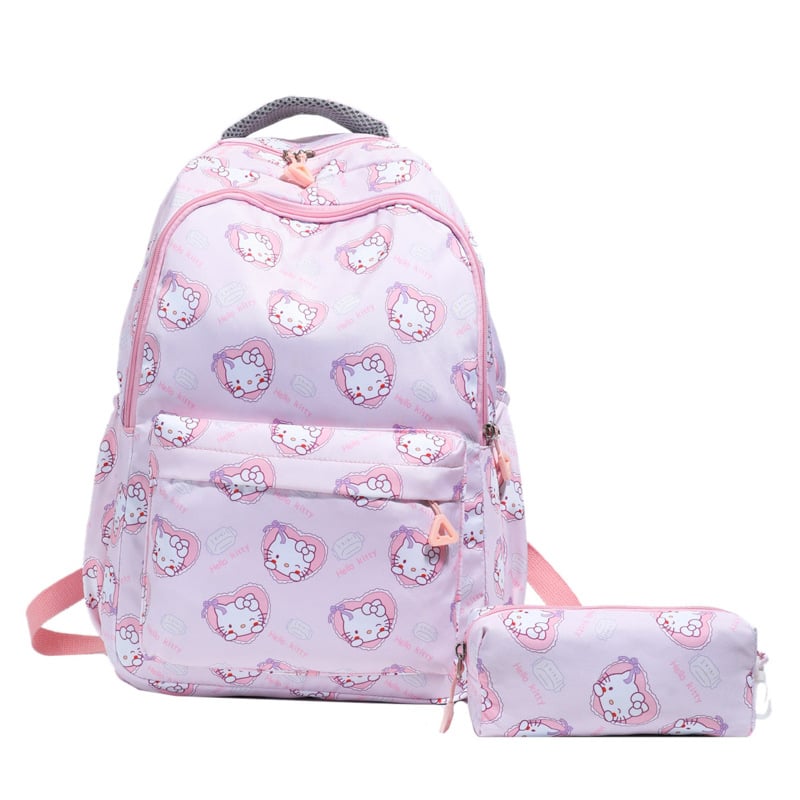 Nylon hátizsák nagy kapacitású, cartoon mintával, középiskolás diákok számára, görbült vállpántok