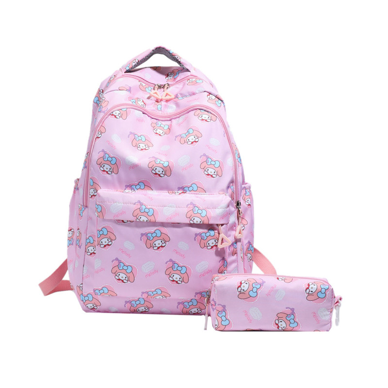 Nylon hátizsák nagy kapacitású, cartoon mintával, középiskolás diákok számára, görbült vállpántok