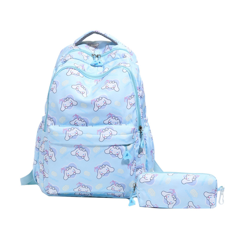 Nylon hátizsák nagy kapacitású, cartoon mintával, középiskolás diákok számára, görbült vállpántok