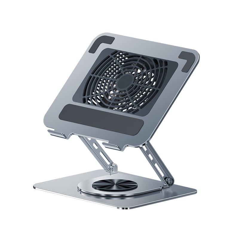 Forgó számítógépállvány hűtőventilátorral, szénacélból, modell L181, 1,64 kg, laptop hűtőállvány
