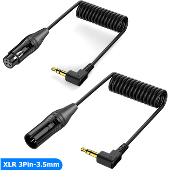 3.5 мм към XLR кабел, пружинно разтягащ се дизайн, медна сърцевина, за микрофон, мобилен телефон, MP3 плеър и таблет