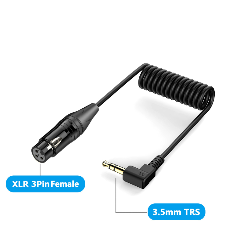3.5 мм към XLR кабел, пружинно разтягащ се дизайн, медна сърцевина, за микрофон, мобилен телефон, MP3 плеър и таблет