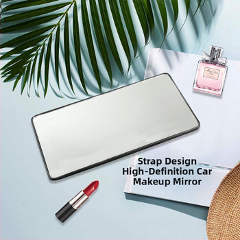 Automobilinis makiažo veidrodėlis su saulės skydeliu, HD aliuminio veidrodis, ABS rėmas, logotipo spausdinimas galima